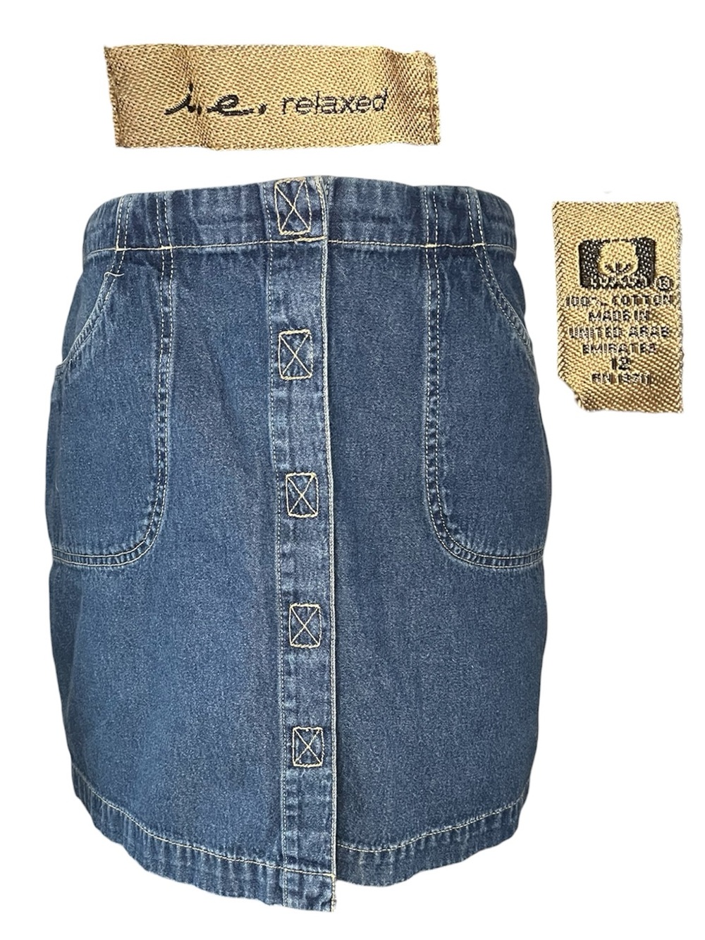 Vintage Denim Button-Front Mini Skort skirt shorts